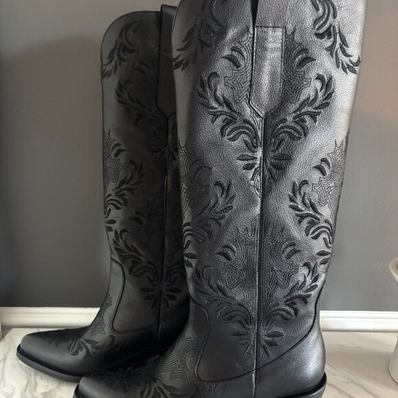 NWT STIVALI Jolene western inspired cowboy boots in black leather 20% off SALE! - Picture 5 of 5